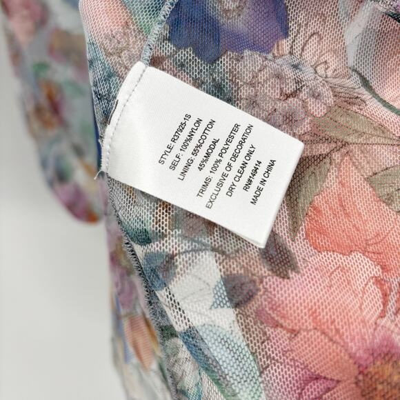 Johnny Was Biya Maxi Dress S Embroidered Mesh Floral Sheer Sleeveless Slip Mazzy - Picture 10 of 12